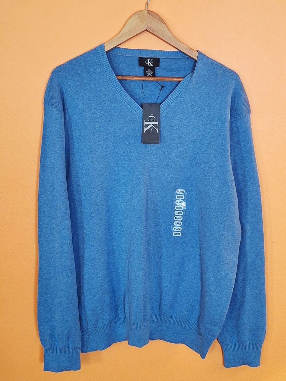 NEW Calvin Klein Mens Sz XL 100% Cotton Sweater Blue